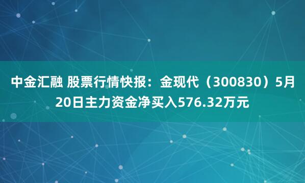 中金汇融 股票行情快报：金现代（300830）5月20日主力资金净买入576.32万元